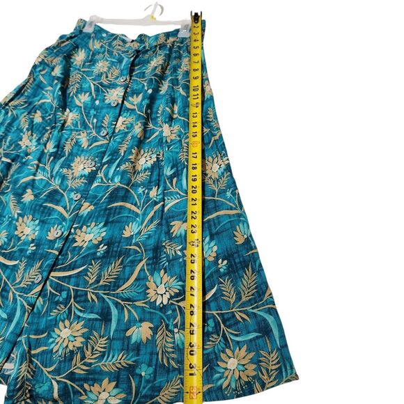 Sag Harbor Maxi Skirt Size XL Blue Floral Front Buttons Elastic Waist - Picture 4 of 11